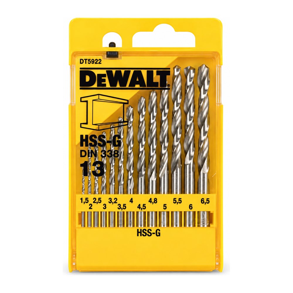 Набір свердлу по металу DeWALT HSS-G, 13 шт: d=1.5, 2, 2.5, 3, 3.2, 3.5, 4, 4.5, 5, 4.8, 6.5 мм, фото 1