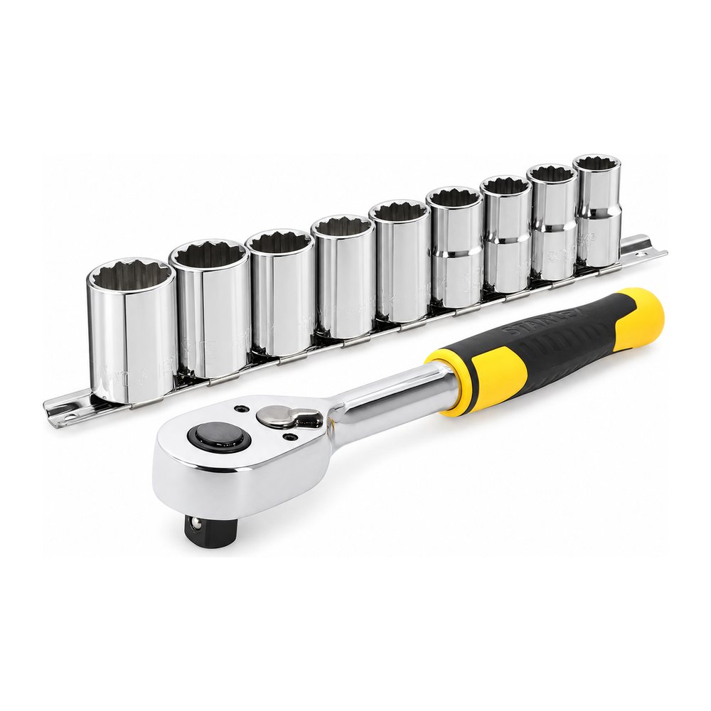Набір головок із тріскачкою Stanley STMT82671-0, 1/2″, 10 предметів, фото 1