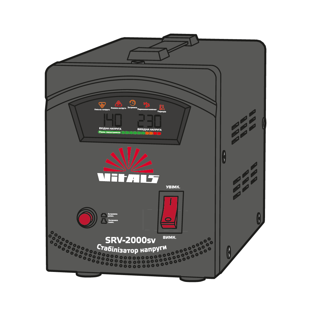Релейний стабілізатор Vitals SRV-2000sv, 1200 Вт / 2000 ВА, фото 1