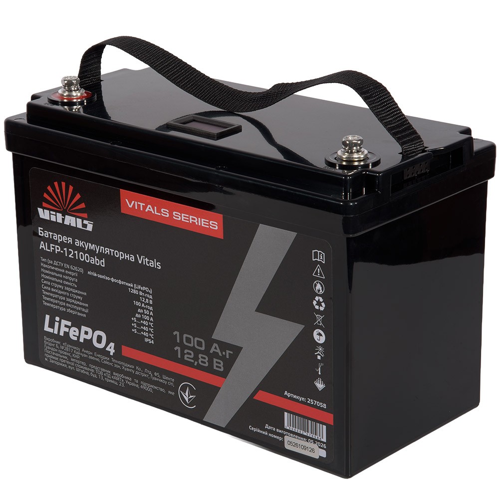 Аккумулятор LiFePO4 Vitals ALFP-12100abd, 12,8 В, 100 Ач, фото 1